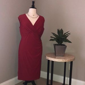 Ralph Lauren V Neck Ruched Body Con Dress